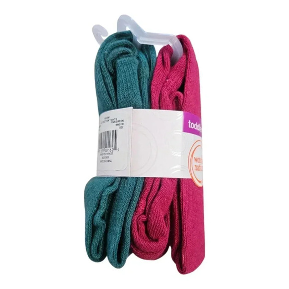 18-36 M Toddler Pink and Green Tights set of 2. - Picture 4 of 5